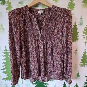 Lucky Brand Paisley Print Blouse - Red and Cream